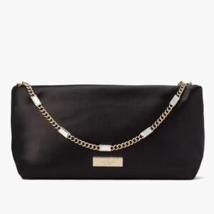 NWT Kate Spade Anya Satin Shoulder Bag in Black MSRP $359